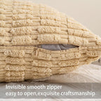 Pack of 2 Corduroy Decorative Throw Pillow Covers 12x24 Inch Soft Striped Pillow Covers Modern Farmhouse Home Decor for Sofa Living Room Couch Bed（Beige）