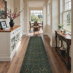 GENIMO Washable Floral Runner Rug 2x10, Non-Slip Long Hallway Carpet for Entryway, Kitchen, Indoor Floor Use, Vintage Boho Soft Thin Rug Décor, Dark Green