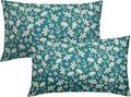 Teal Pillow Covers 12x20 Set of 2 Vintage Floral Rustic Old Style Cute Flower Print Rectangle Decorative Outdoor Pillowcases Seasonal Farmhouse Throw Cushion Case Couch Sofa Bed Decor