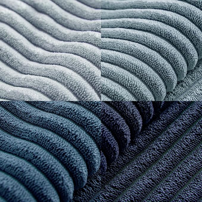 MIULEE Dusty Blue Navy Farmhouse Throw Pillow Covers 18x18 Inch Set of 4 Boho Patchwork Gradient Cushion Cases Western Modern Pillow Cases Corduroy Home Decor for Couch Sofa Living Room Bed