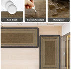KIMODE Anti Fatigue Mats for Kitchen Floor 17.3"x29"+17.3"x59", Farmhouse Kitchen Rugs Sets of 2, Memory Foam Kitchen Mat for Floor, Comfort Standing Mats for Laundry Office Sink Desk Grey/Brown