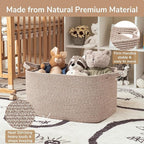Goodpick Large Woven Storage Basket, 21.6" x 14.9" x 11.8" Blanket Basket for Living Room, Bedroom, Rectangle Rope Storage Organizer for Clothes, Toys, Brown