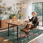 Moynesa Leopard 5x7 Area Rug, Boho Washable Living Room Rug, Non Slip Rugs for Bedroom, Ultra Thin Soft Animal Print Throw Floor Carpet for Office Dining Room, Green