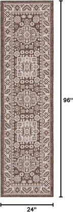 Rugs.com Outdoor Aztec Collection Rug – 8 Ft Runner Brown Flatweave Rug Perfect for Hallways, Entryways