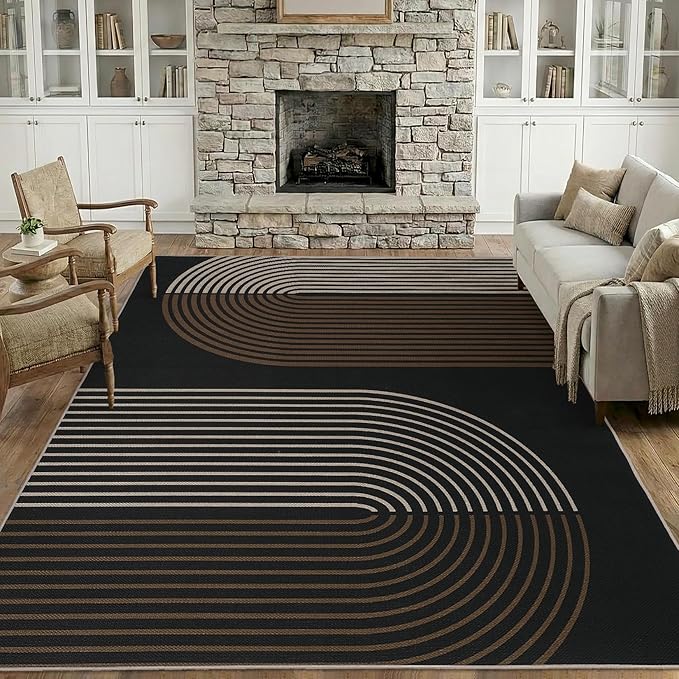 GarveeHome Modern Rainbow 8x10 Easy Jute Area Rug for Living Room -Farmhouse Indoor/Outdoor Carpet, Non-Slip & Non Shedding for Bedroom, Dining Room, Office, Backyard Patio
