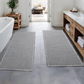MIULEE Set of 2 Waffle Bathroom Runner Rugs, Boho Bath Rugs Non Slip Washable, Super Absorbent Runner Bath Mats, Rubber Backed, Ideal for Hallway Laundry Room, Light Grey, 2'x6'(24x72 Inch)