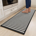 Kitchen Runner Rugs Non Slip Washable, Super Absorbent Soft Chenille Braided Kitchen Mats for Floor Rubber Backing Sink Mat Standing Hallway Floor Mat, Easy Clean, Black 17"x59"