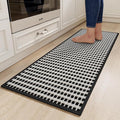 Kitchen Rugs Non Slip Washable, Rubber Backing Soft Chenille Braided Kitchen Mats for Floor, Super Absorbent Kitchen Runner Rug Standing Mat Sink Mat, Easy to Clean, Black 17"x47"
