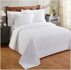 Better Trends Chenille Bedspreads Queen Size, White 100% Cotton Chenille Stripe Design Tufted Bedding Coverlet Soft Lightweight, 102"x110" 1 Pieces Jullian Collection