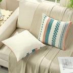 FUTEI Teal Decorative Throw Pillow Covers 20x20 Inch Set of 2, Soft Tufted Striped Textured Accent Cushion Case,Boho Pillows for Couch Decor