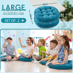Jerify Floor Pillow Cushions Large Round Square Large Meditation Floor Pillow for Classroom Adult Meditation Picnic Party Seating Learning Daycare School(Round,Aquamarine,2 Pcs)