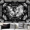 Skeleton Butterfly Tapestry Black and White Skull Mushroom Plants Tapestries Hippie Aesthetic Tapestry Wall Hanging for Bedroom Living Room Dorm (Black, 60” x 44”)
