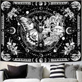 Skeleton Butterfly Tapestry Black and White Skull Mushroom Plants Tapestries Hippie Aesthetic Tapestry Wall Hanging for Bedroom Living Room Dorm (Black, 90” x 68”)
