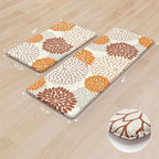 KIMODE Kitchen Mats for Floor Anti Fatigue, 17"x47"+17"x29" Dahlia Floral Kitchen Floor Mats,Farmhouse Kitchen Rugs Non Slip Cushioned, Comfort Standing Desk Mat for Sink, Laundry, Desk Orange
