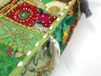 Mam Treasures Indian Bohemian Decorative Pillow Vintage Cushion Cover Patchwork Square Floor Pillow Cover Meditation Cushion Large Floor Pillow Indian Cushion (Light Green, 22 X 22 X 5 Inch)