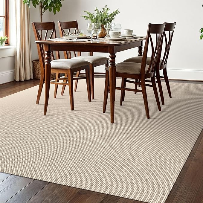 EARTHALL Woven Area Rugs 6x9 Ft Washable Living Room Rugs Non Slip Rubber Backed Dining Room Rug Braided Bedroom Rugs Indoor Floor Carpet for Living Room, Bedroom, Dining Room, Beige/Khaki