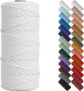 NOANTA White Macrame Cord 3mm x 109yards, Colored Macrame Rope, Cotton Rope Macrame Yarn, Colorful Cotton Craft Cord for Wall Hanging, Plant Hangers, Crafts, Knitting