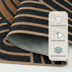 Lahome Enfys Modern Rainbow Easy Jute Carpet, Washable Rugs 5x7 for Living Room Black Farmhouse Dining Room Rug, Contemporary Natural Throw Mat Non Slip Floor Carpet for Office RV Patio