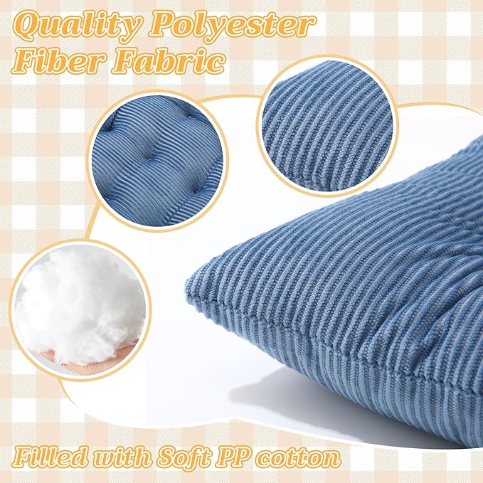 Geetery 10 Pcs Corduroy Chair Cushion with Ties Soft Square Floor Pillows Bulk Seating Cushions, 15.7'' Large Thick Meditation Sitting Mat for Yoga Tatami Classroom Nursery(Multicolor)