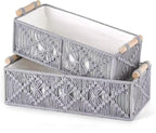 Macrame Storage Basket Boho Decor Baskets for Organizing Woven Decorative Basket for Countertop Toilet Paper Basket Toilet Tank Top Shelf Basket with Handle Bathroom Decor Nursery Gray