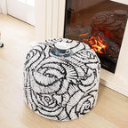 Asuprui Fluffy Flower Pouf Ottoman Cover Only – 20"x14" Round Plush Fuzzy Pouf Shell for Footrest, Stool or Floor Seat, Soft Removable Home Decor (No Insert Included) (Cream)