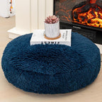 Asuprui Soft Floor Pillow Large Floor Cushion for Sitting Fur Meditation Pillow Premium Yoga Pillow for Living Room Bedroom Balcony Outdoor (Navy Blue Floor Pillow with Insert)