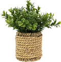 Northlight Milan Leaf Artificial Mini Bush in Rattan Basket - 7"