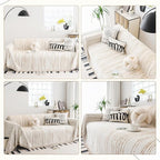 Chenille Couch Cover Pet Friendly, Sofa Cover Washable, Reversible Sofa Slipcover for Sectional Sofa, Loveseat, 2 or 3 Cushion Couch, Corner Sofa, Futon Cover (71" X 150", Khaki)