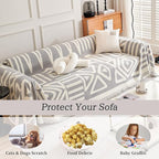 ROOMLIFE Boho Couch Cover for 3 Cushion Couch L Shape Sofa Covers for Sectional Sofa Reversible Silpcover for Dogs Washable Chenille Furniture Protector for Living Room,91"x134"