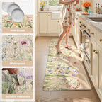 KIMODE Anti Fatigue Kitchen Mats for Floor 24"x59", Farmhouse Kitchen Runner Rug, Cushioned Kitchen Floor Mats Non Slip, Comfort Memory Foam Standing Mats for Laundry Office Sink Desk Brown