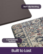 DEXI Kitchen Mats for Floor Cushioned, 23x86 Extra Large Long Runner Rug Non Slip, Waterproof Soft Comfort Standing Padded Anti Fatigue Decorative, Blue Red
