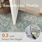 2x3 Washable Area Rug for Entryway Teal Blue Vintage Non-Slip Low Pile Distressed Rustic Carpet Door Mat Soft Small Throw Rug for Indoor Entrance Bathroom