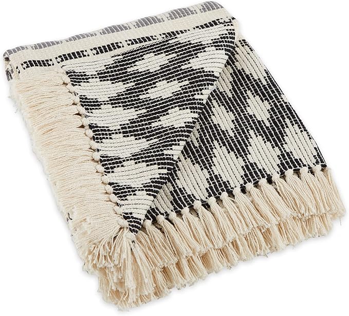 DII California Casual, Colby Southwest Woven Throw, Black & Gray, 50x60