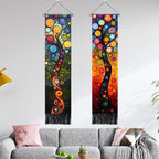AOHMPT Pack of 2 Long Vertical Tapestry,Nature Landscape Tapestry with Serene Mountain River, Moon & Sun Motifs,Traditional Ink Painting Wall Art , Zen Aesthetic Wall Hanging for Living Room Bedroom Decor 13" W x 51" H"