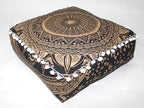 CRAFT KALA 16" Square Large Hippie Mandala Meditation Floor Ottoman Pillow Cushion Pouf Cover Square Poufs Bohemian Circle Floor Cushion Case Outdoor Fireplace Yoga Living Room Decor Cover Black Gold