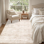 3x5 Area Rugs Living Room Rug: Washable Vintage Boho Rug No Slip Stain Resistant Soft Carpet Indoor Floor Floral Large Carpets for Bedroom Dining Room Farmhouse Nursery Home Office Beige