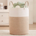80L Large Hamper Laundry Basket Tall Woven Rope Clothes Hamper Blanket Basket in Living Room Bathroom Bedroom Brown 16"L x 16"W x 22"H