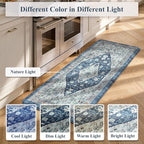Collive Boho Kitchen Rugs Set of 2 Non Skid Kitchen Mats for Floor Cushioned Anti Fatigue Kitchen Floor Mats Waterproof Comfort Heavy Duty Foam Mats for Standing Desk Sink Laundry, 17.3"x29"+17.3"x47"