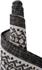 Rugs.com Outdoor Aztec Collection Rug – 13 Ft Round Charcoal Gray Flatweave-Pile Rug Perfect for Kitchens, Dining Rooms