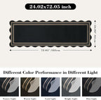 Easy Scalloped 2x6 Runner Rug for Hallway, Washable Kitchen Rugs Non Slip Outdoor Indoor Black Hallway Rug, Farmhouse Morden Carpet for Porch Bedroom Laundry