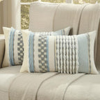 FUTEI Grey Accent Throw Pillow Covers Set of 2, 12x20 Inch Plush Tufted Striped Textured Decorative Pillow Cases for Farmhouse Boho Couch Decor