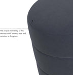 Spatial Order Upholstered Round Ottoman (No Lid, Seat Only) | Spatial Order Home Décor | Foot Rest Pouf – Steel Blue Velvet