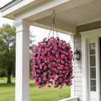 Hanging Baskets Artificial Flowers for Outdoor Interior Decor, Artificial Daisies Flowers Shrubs Plants with Baskets for Home Porch Garden Patio Patio Spring Summer Decor(Pink)