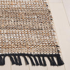 SAFAVIEH Cape Cod Collection Accent Rug - 4' x 6', Ivory & Beige, Handmade Denim & Jute, Ideal for The Living Room, Dining, Bedroom (CAP153A)
