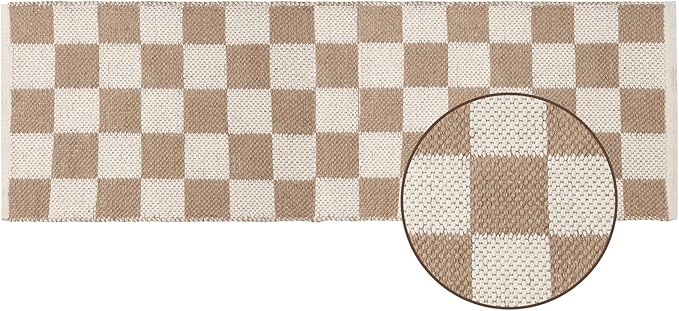 · REDEARTH · Jute Cotton Area Rug - 2'x6' Rectangular Rug, Sustainable Handwoven, Non-Shedding, Soft & Durable – Reversible, Neutral Tones for Home Décor in Living Room, Dining Room, Bedroom