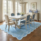 GarveeHome Scalloped Area Rugs 8x10 for Living Room, Solid Blue Large Washable Rug Soft Non Slip Backing Floor Mat Carpet Indoor Thin Rug for Bedroom Dining Room Playroom Nursery Home Decor
