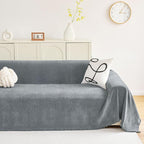 hyha Couch Cover for Dogs, Boho Sofa Covers for 3 Cushion Couch Washable, Chenille Sofa Slipcover for Pets, Soft Loveseat Sectional Couch Throw Blankets with Tassels (Grey, 71x134 Inch)