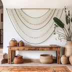 Flber Macrame Wall Hanging Handcrafted Boho Wall Decor Bead Woven Wall Hanging for Bedroom, Living Room, Entryway, Farmhouse or Nursery Bohemian Home Aesthetic 57"x35"