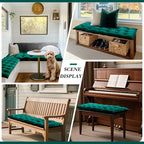 Bench Cushion for Indoor Furniture 40x20 in Velvet Thicken Indoor Window Seat Cushion, Piano Sofa, Entryway Storage, Bay Window Tufted Patio Porch Swing Bench Pad Memory Foam(Green)