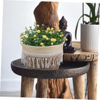 ABOOFAN Woven Planter Basket Indoor Plant Stand Plant Pot Boho Decor Natural Roped Flower Planter
